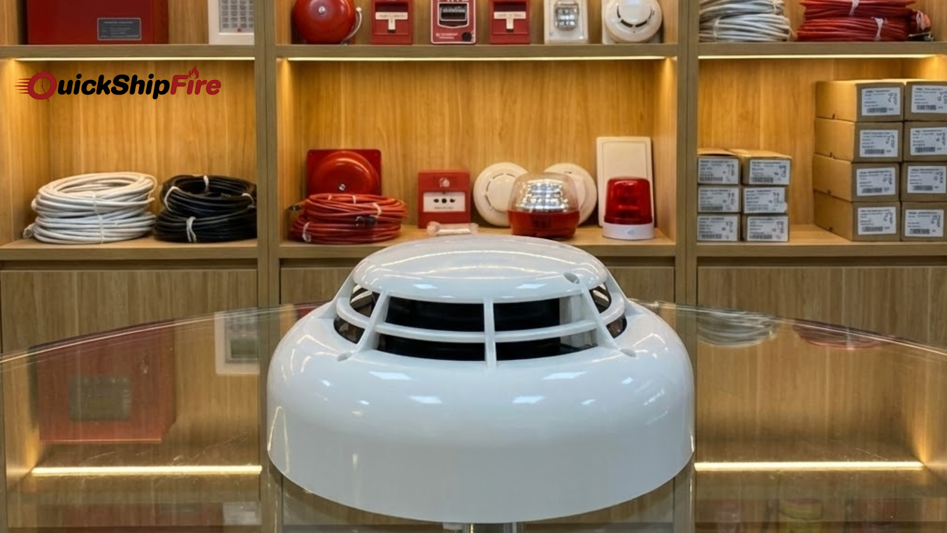 TrueAlarm photoelectric sensor installed in a commercial fire alarm system for dependable smoke detection in nationwide projects.