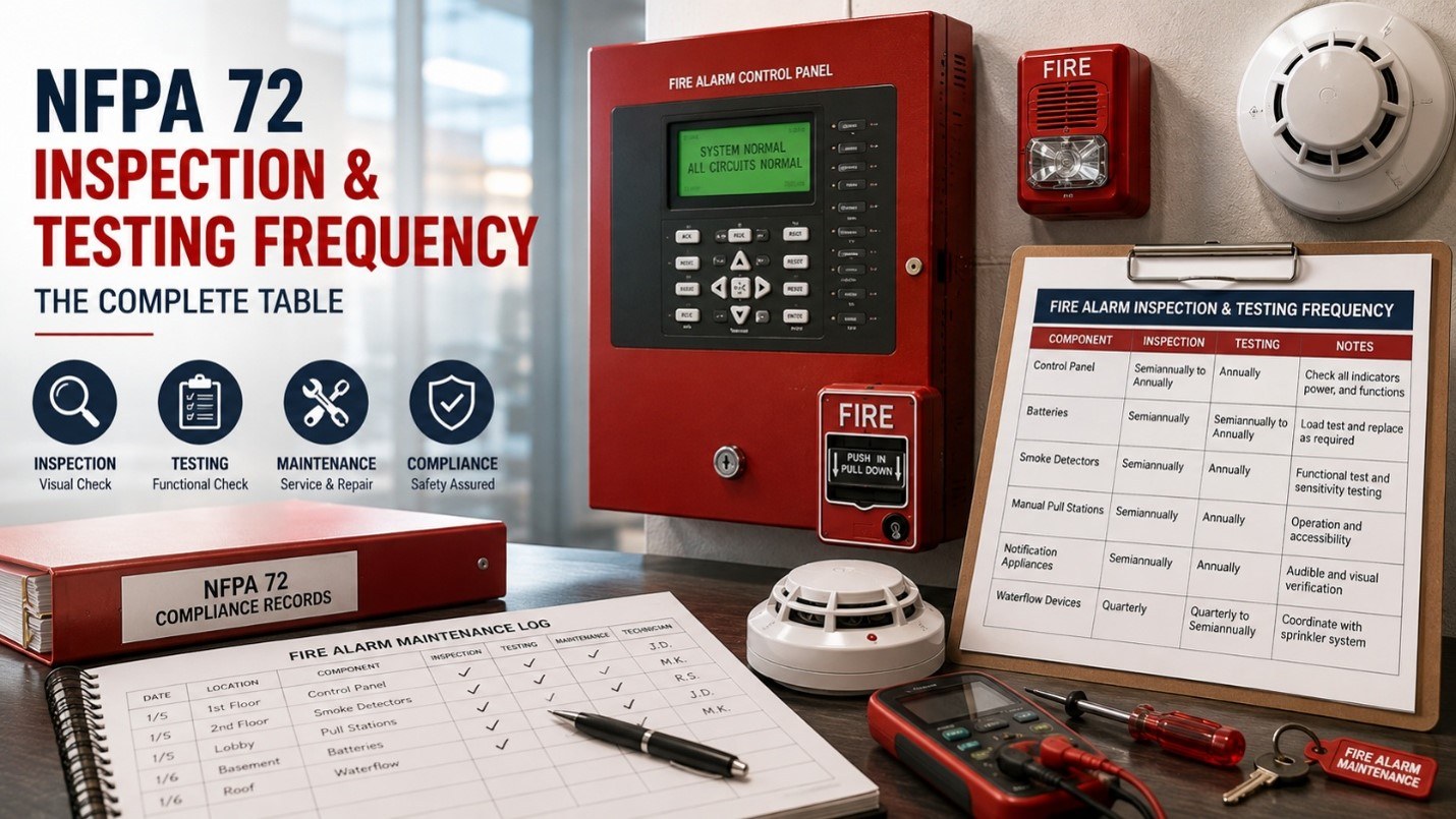 NFPA 72 Inspection and Testing Frequency: The Complete Table
